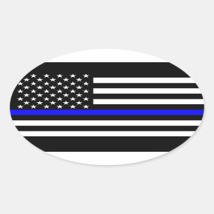 De symbolische dun blauwe lijn grafische Amerikaan Ovale Sticker