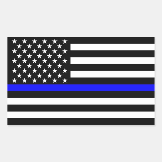 De symbolische dun blauwe lijn grafische Amerikaan Rechthoekige Sticker (Voorkant)