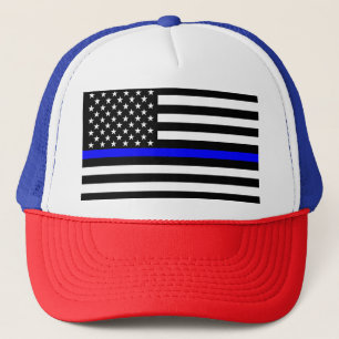 De symbolische dun blauwe lijn grafische Amerikaan Trucker Pet