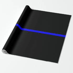 De symbolische dun Blauwe Lijn Horizontale Zwart Cadeaupapier