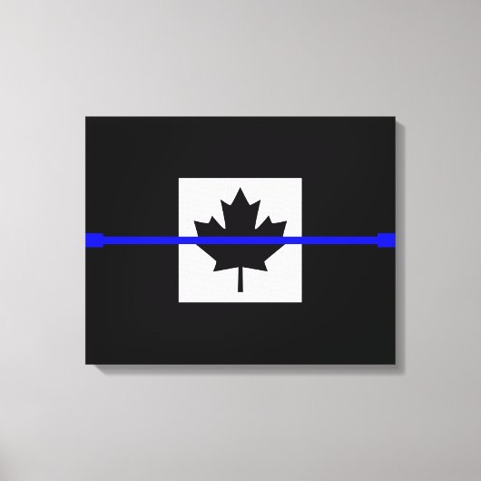 De symbolische dun blauwe lijn op Canadese maaple  Canvas Afdruk (Voorkant)