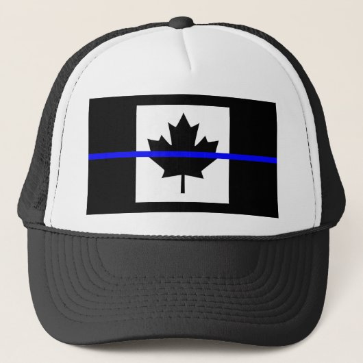De symbolische dun blauwe lijn op Canadese maaple  Trucker Pet (Voorkant)