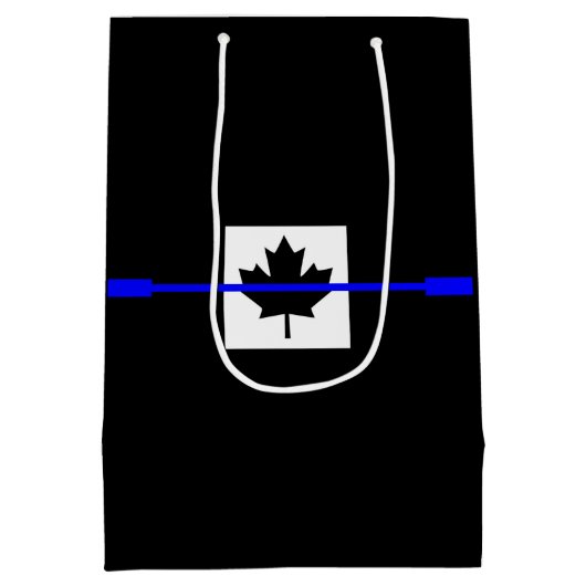 De symbolische dun blauwe lijn op de Canadese vlag Medium Cadeauzakje (Achterkant)