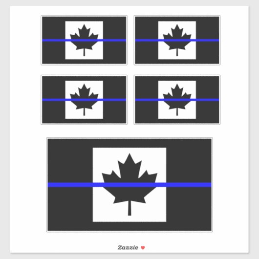 De symbolische dun blauwe lijn op de Canadese vlag Sticker (Vel)