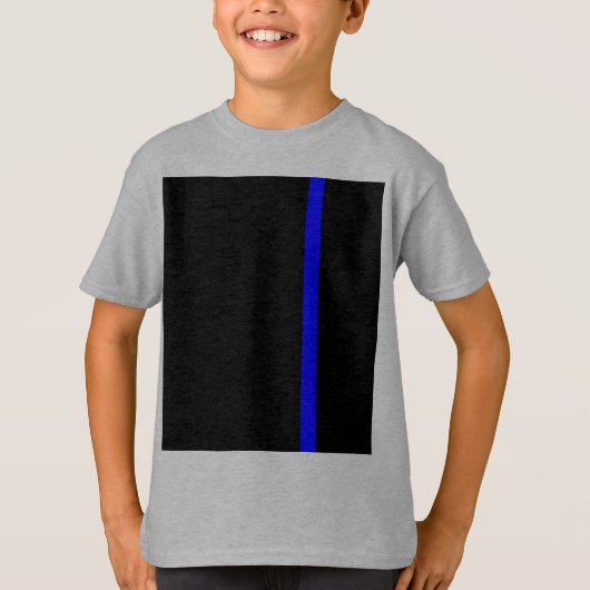 De symbolische dun blauwe lijn op een zwart decor t-shirt (Voorkant)