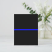 De symbolische dun blauwe lijn op Solid Black Briefkaart (Staand voorkant)