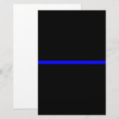De symbolische dun blauwe lijn op Solid Black Briefpapier (Voorkant / Achterkant)