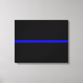 De symbolische dun blauwe lijn op Solid Black Canvas Afdruk (Voorkant)