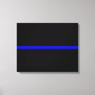 De symbolische dun blauwe lijn op Solid Black Canvas Afdruk