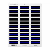 De symbolische dun blauwe lijn op Solid Black Etiket (Full Sheet)