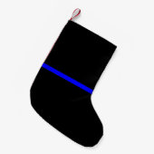 De symbolische dun blauwe lijn op Solid Black Kleine Kerstsok (Voorkant (Hangend))