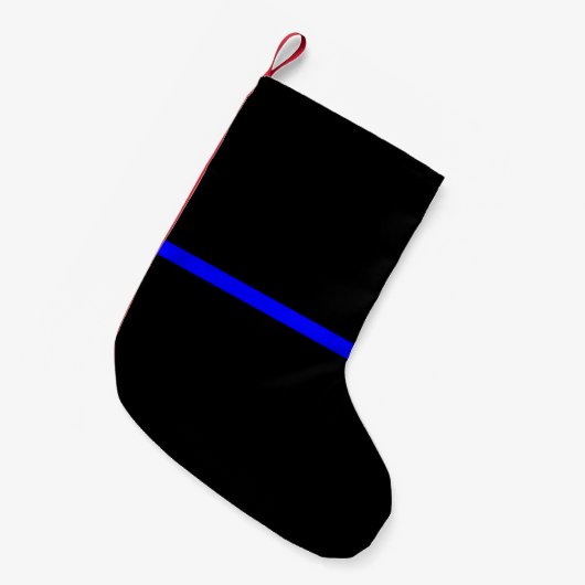 De symbolische dun blauwe lijn op Solid Black Kleine Kerstsok (Voorkant (Hangend))