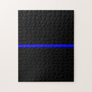 De symbolische dun blauwe lijn op Solid Black Legpuzzel