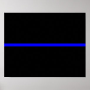 De symbolische dun blauwe lijn op Solid Black Poster