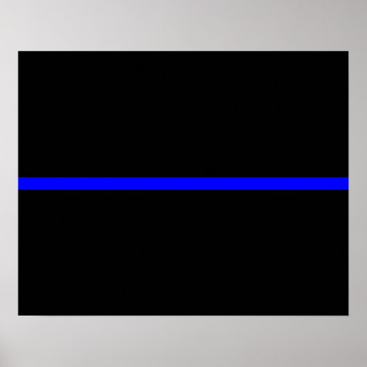De symbolische dun blauwe lijn op Solid Black Poster (Voorkant)