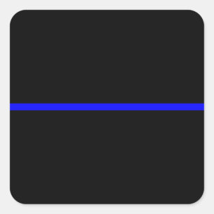 De symbolische dun blauwe lijn op Solid Black Vierkante Sticker