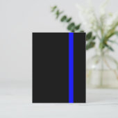 De symbolische dun blauwe lijn op zwart briefkaart (Staand voorkant)