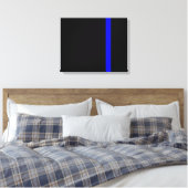 De symbolische dun blauwe lijn op zwart canvas afdruk (Insitu (Slaapkamer))