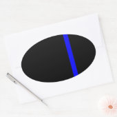 De symbolische dun blauwe lijn op zwart ovale sticker (Envelop)