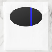 De symbolische dun blauwe lijn op zwart ovale sticker (Tas)