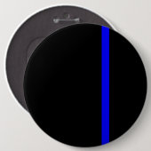 De symbolische dun blauwe lijn op zwart ronde button 6,0 cm (Voorkant /achterkant)