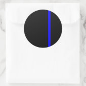 De symbolische dun blauwe lijn verticaal ronde sticker (Tas)