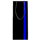 De symbolische dun blauwe lijn verticaal wijn cadeautas (Achterkant)