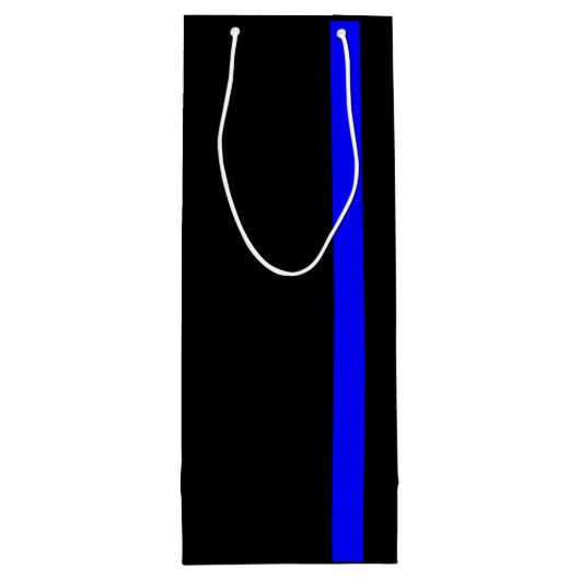 De symbolische dun blauwe lijn verticaal wijn cadeautas (Achterkant)