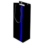 De symbolische dun blauwe lijn verticaal wijn cadeautas (Voorkant Gekanteld)