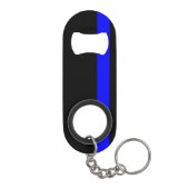 De symbolische dun blauwe lijn Verticale stijl Mini Flessenopener (Achterkant)