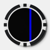 De symbolische dun blauwe lijn Verticale stijl Poker Chips (Voorkant)