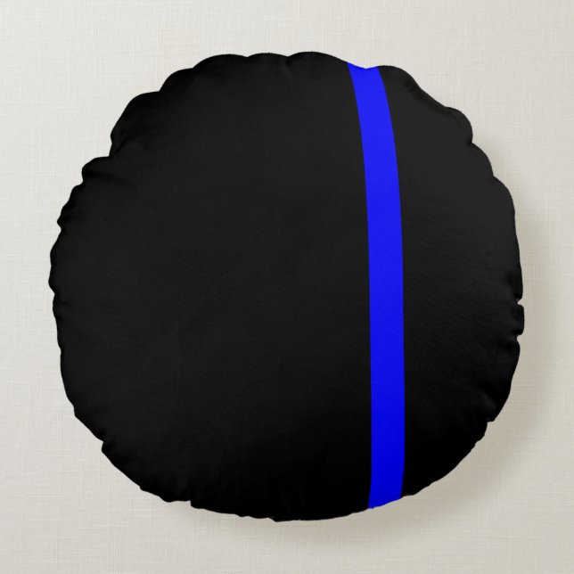 De symbolische dun blauwe lijn Verticale stijl Rond Kussen (Voorkant)