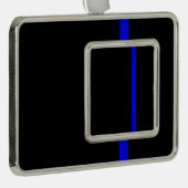 De symbolische dun blauwe lijn Verticale stijl Verzilverd Omlijst Ornament (Rechts)