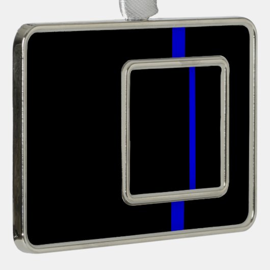 De symbolische dun blauwe lijn Verticale stijl Verzilverd Omlijst Ornament (Rechts)