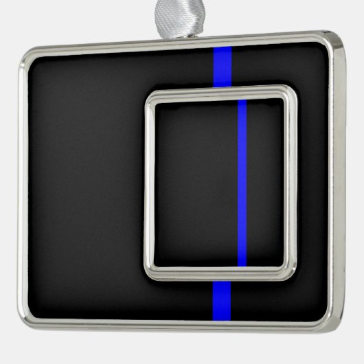 De symbolische dun blauwe lijn Verticale stijl Verzilverd Omlijst Ornament (Links)