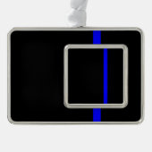 De symbolische dun blauwe lijn Verticale stijl Verzilverd Omlijst Ornament (Voorkant)