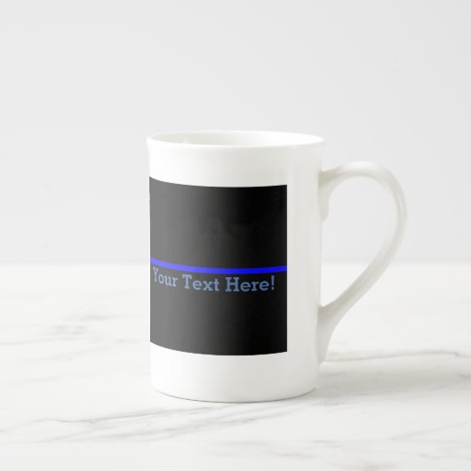 De symbolische dunne blauwe lijn Jouw tekst op zwa Porselein Kop (Rechts)