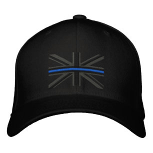 De symbolische dunne blauwe lijn op de Britse vlag Pet