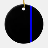 De Symbolische Dunne Blauwe Verticale Zwarte Lijn Keramisch Ornament (Voorkant)