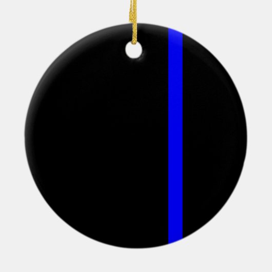 De Symbolische Dunne Blauwe Verticale Zwarte Lijn Keramisch Ornament (Achterkant)
