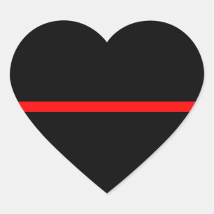 De symbolische dunne rode lijn horizontaal zwart hart sticker