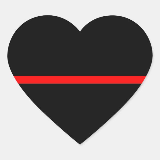 De symbolische dunne rode lijn horizontaal zwart hart sticker (Voorkant)