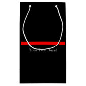 De symbolische dunne rode lijn Jouw tekst op zwart Klein Cadeauzakje (Achterkant)