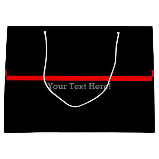 De symbolische dunne rode lijn Jouw tekst op zwart Large Cadeautasje (Voorkant)