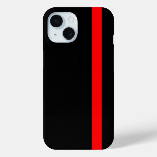 De symbolische dunne rode lijn op zwart iPhone 15 case