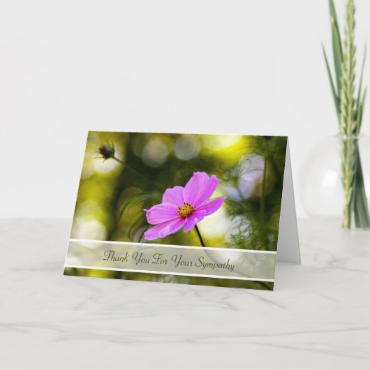 De sympathie dankt u de Roze Kosmos Wildflower van Bedankkaart (Voorkant)