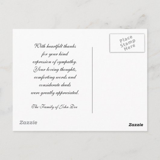 De Sympathie of de Dood van seringen dankt u Briefkaart (Achterkant)