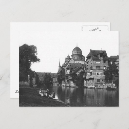 De synagoge te Nuremberg, c.1910 Briefkaart (Voorkant / Achterkant)