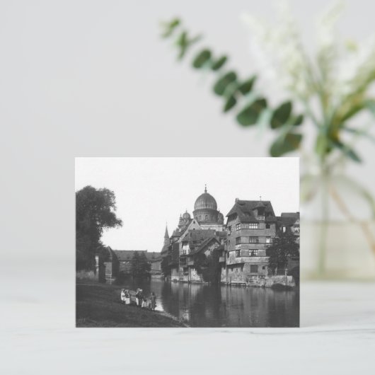 De synagoge te Nuremberg, c.1910 Briefkaart (Staand voorkant)
