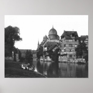 De synagoge te Nuremberg, c.1910 Poster